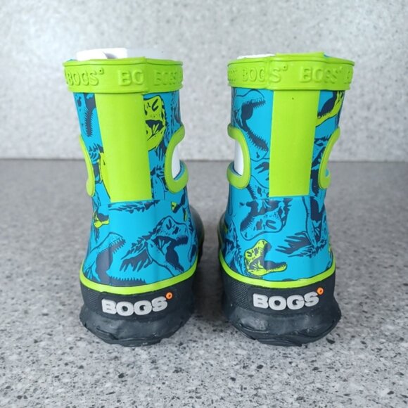 BOGS Rainboot Skipper Blue Green Dino Dinosaur Kids Waterproof Shoes 4C - Picture 6 of 9